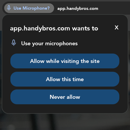 Please click 'Allow this time'